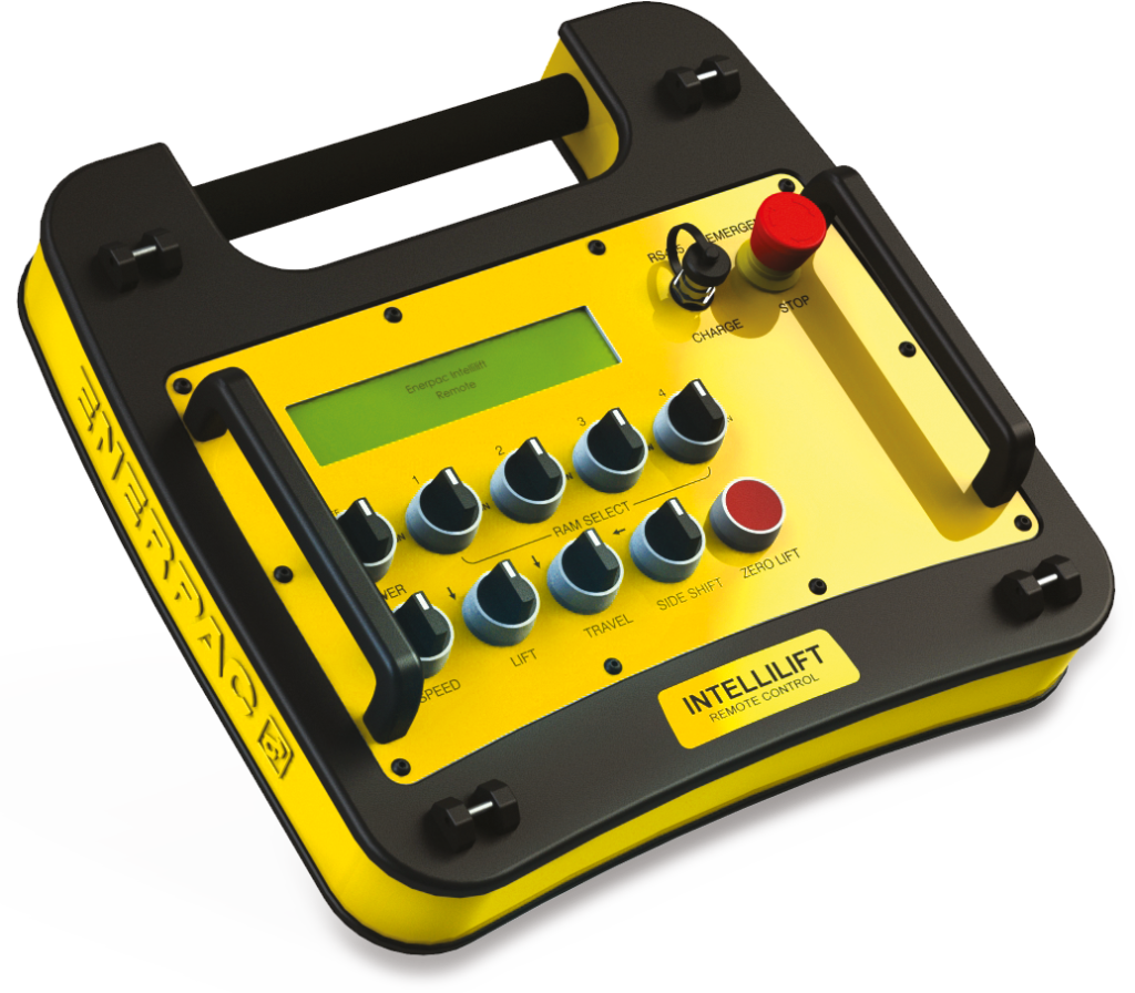 Intellilift remote control for hydraulic gantry.