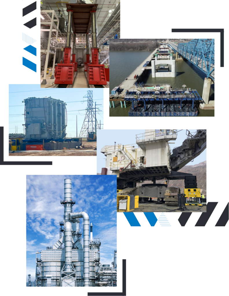 Collage of images representing industries including oil & gas, manufacturing, mining & tunneling and construction.